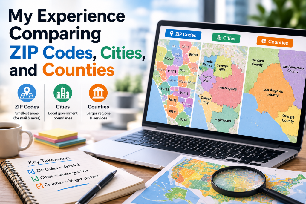My Experience Comparing ZIP Codes, Cities, and Counties